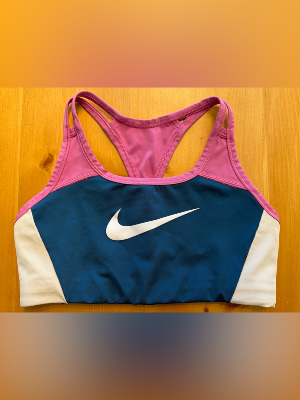 Nike Colorblock Medium-Impact Sports Bra in Teal, Pink & White